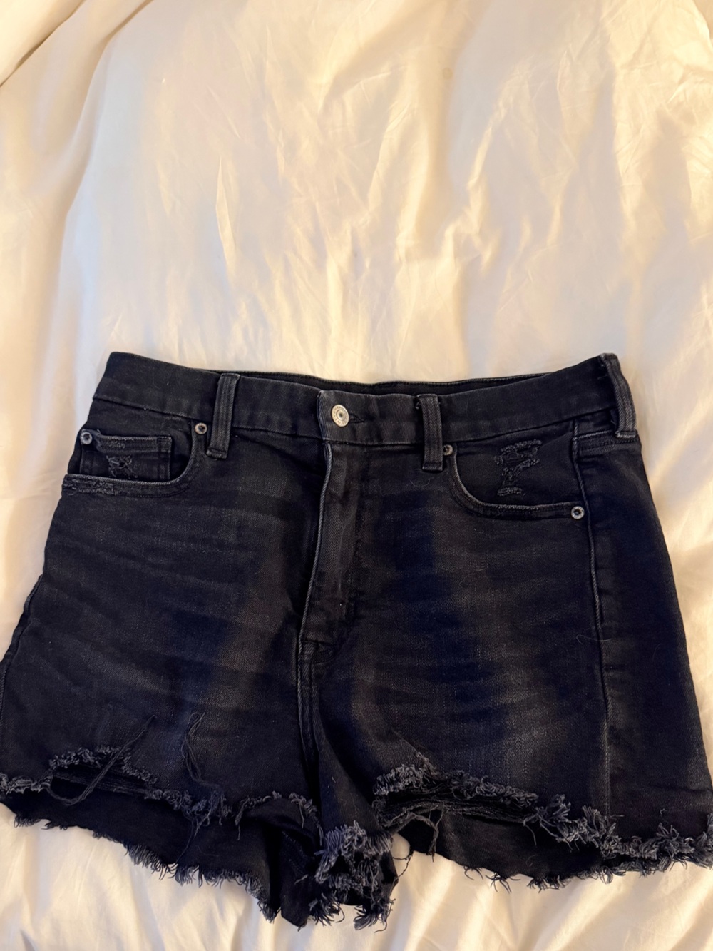 American Eagle Outfitters Black Distressed Denim Shorts
